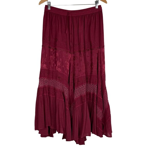 Just Cruising Dresses & Skirts - Just Cruising Boho Gypsy Skirt Burgundy Rayon Free Size Festival